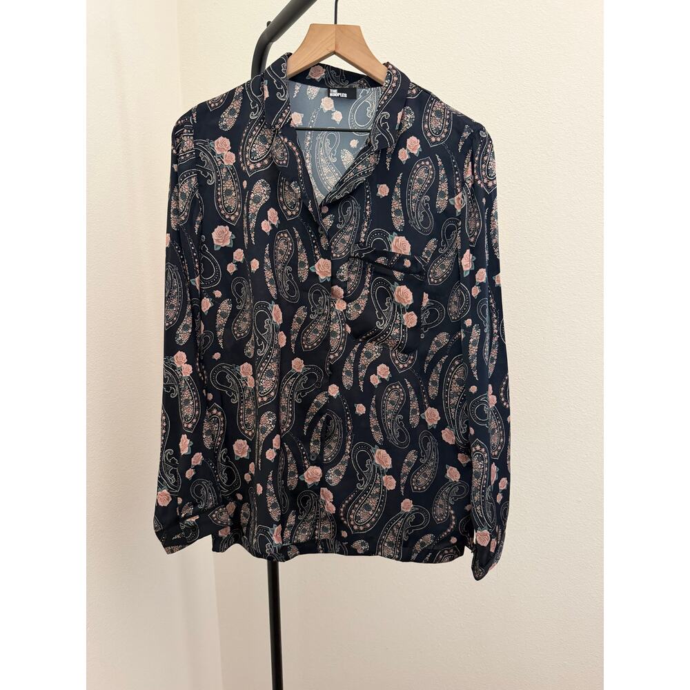 New the Kooples paisley flowers floral black blouse size 2 M - Picture 3 of 7